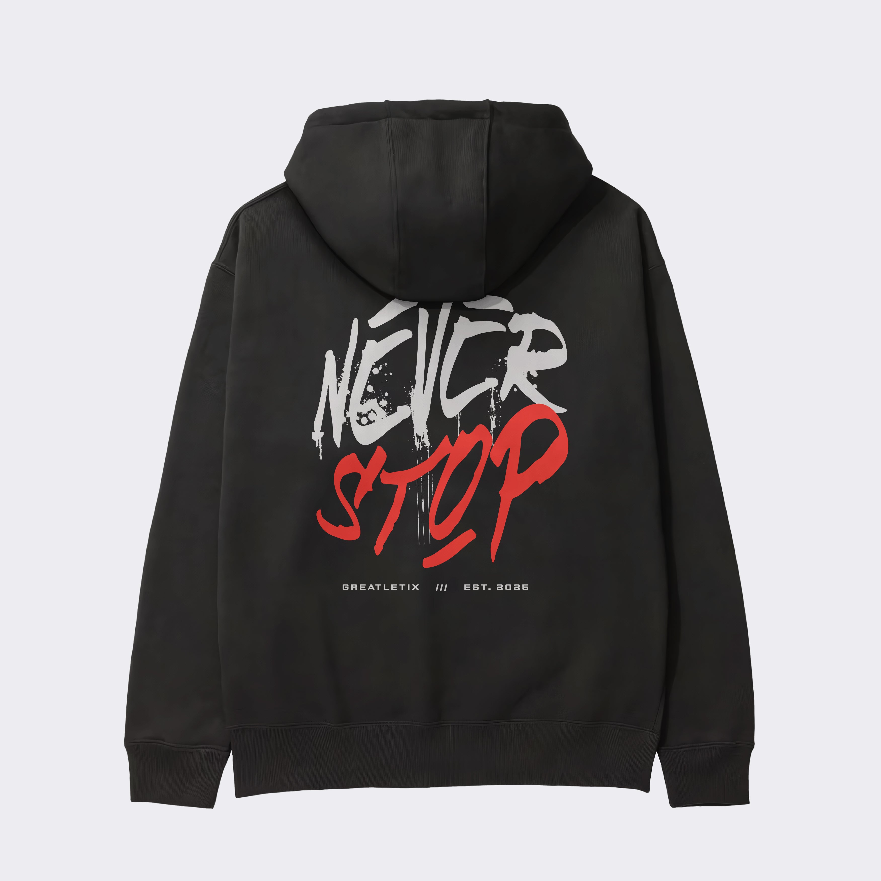 "NEVER STOP - RED/GREY" Heavy Zip Hoodie
