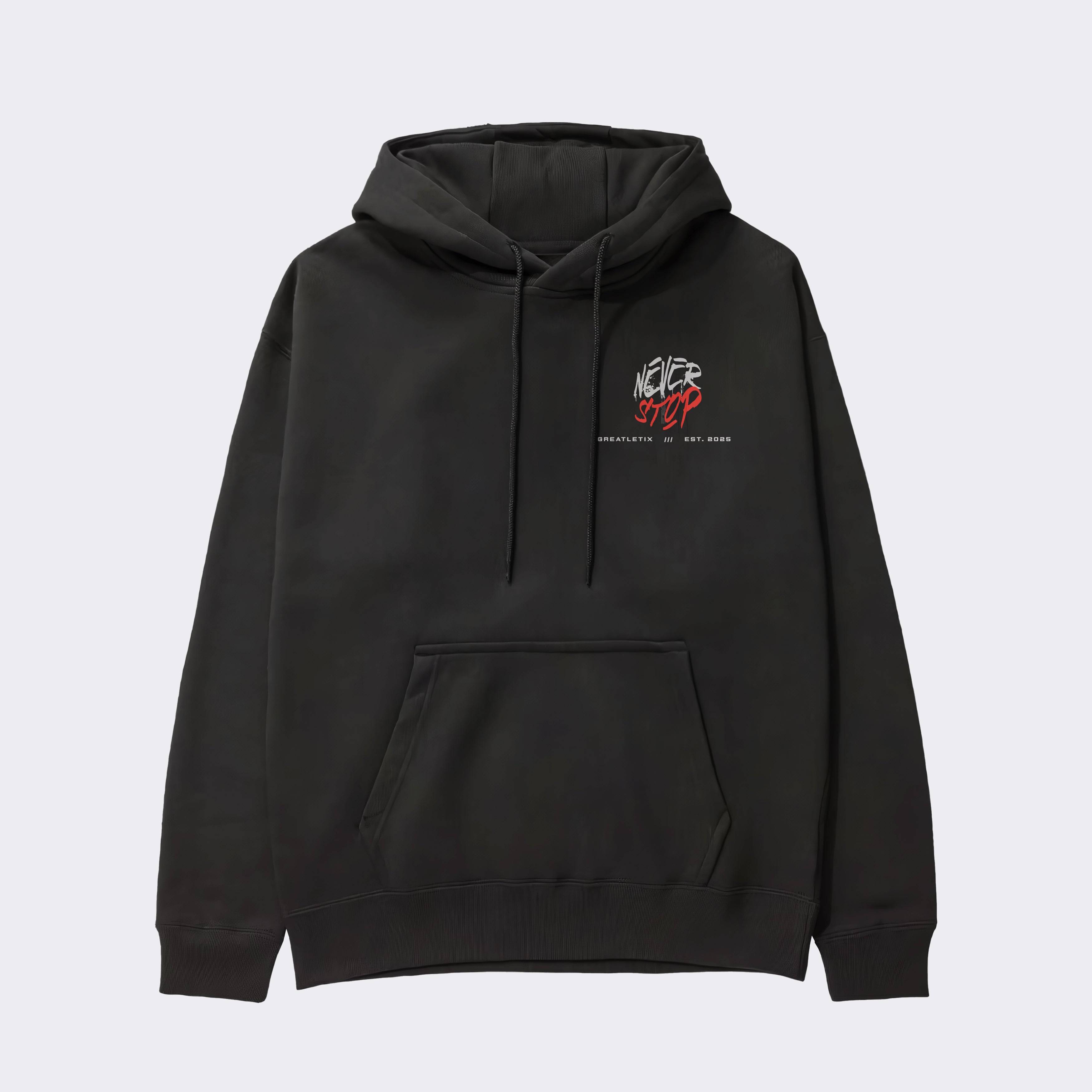 "NEVER STOP - RED/GREY" Heavy Hoodie