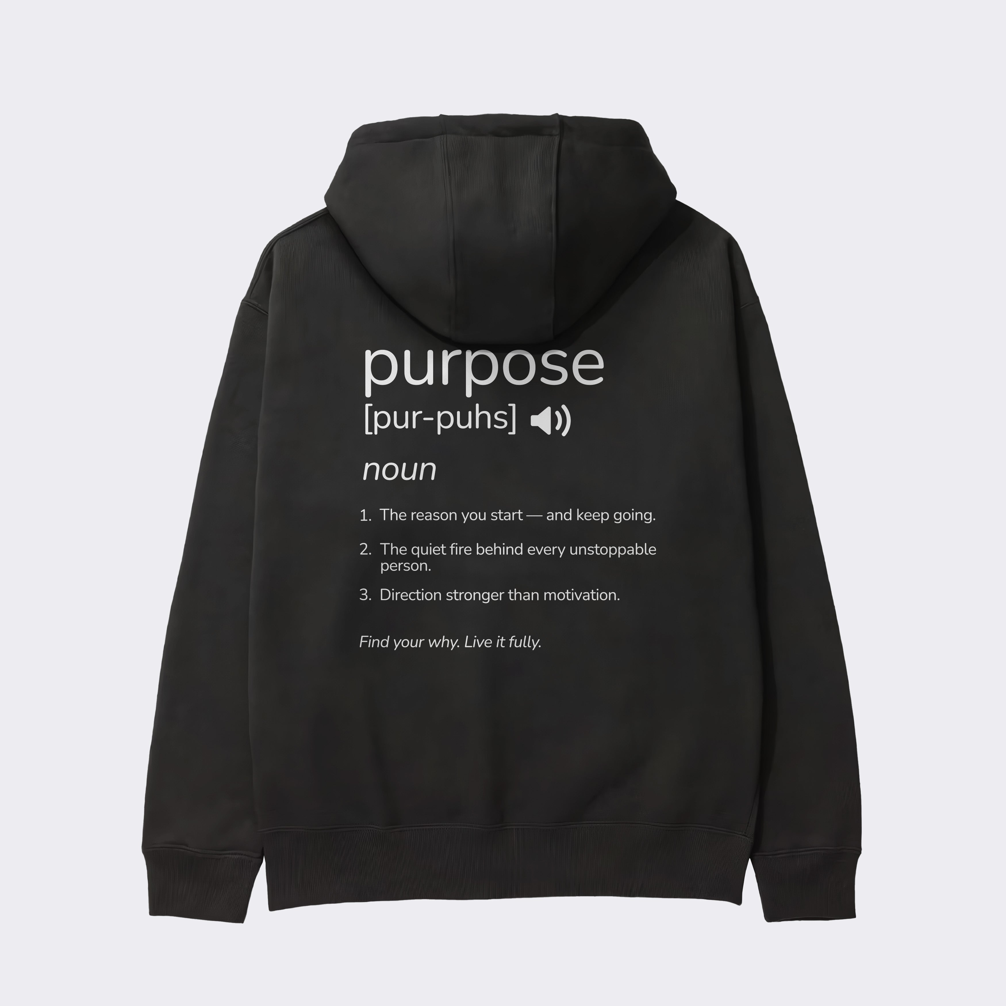 "PURPOSE DEFINITION" Heavy Hoodie