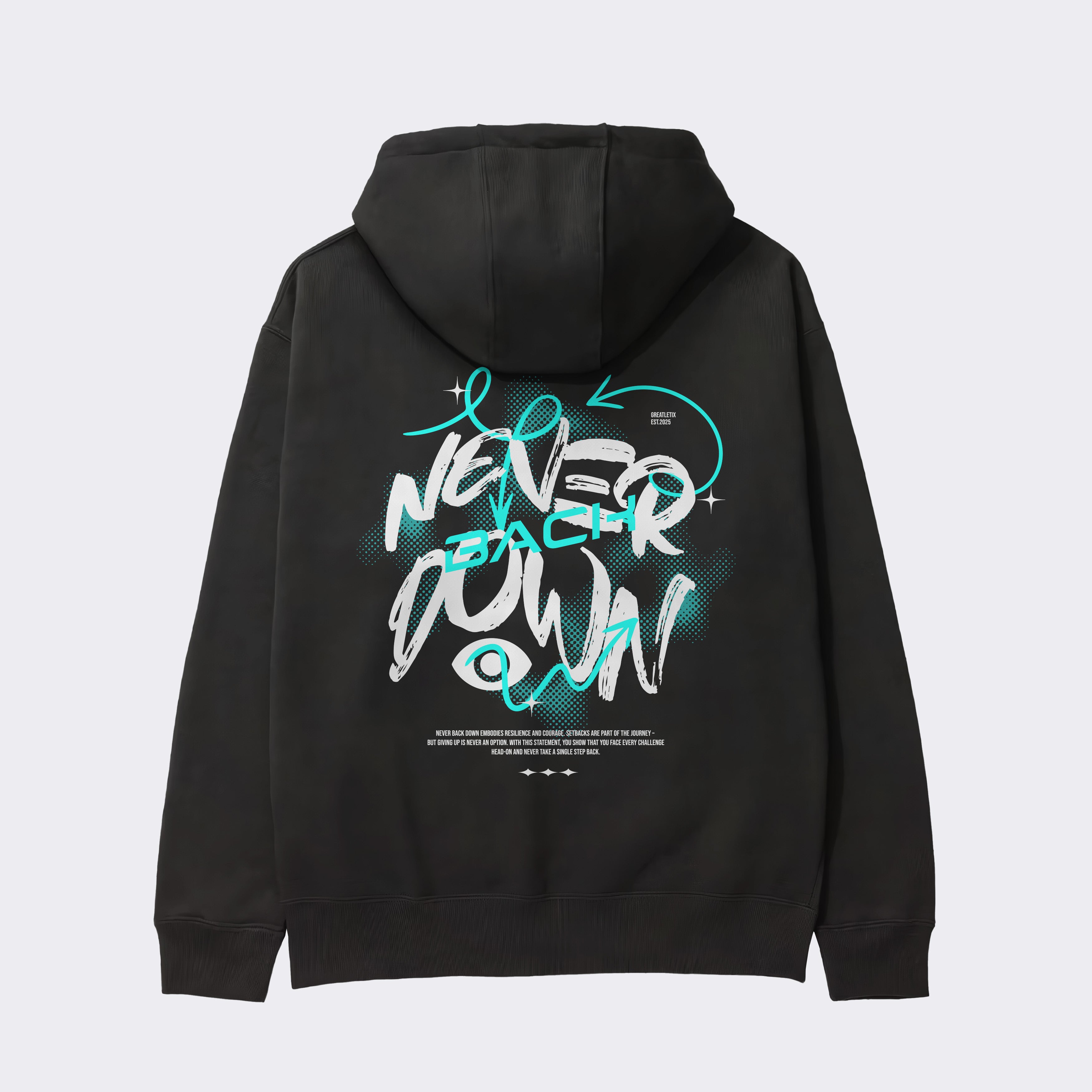 "NEVER BACK DOWN" Heavy Zip Hoodie