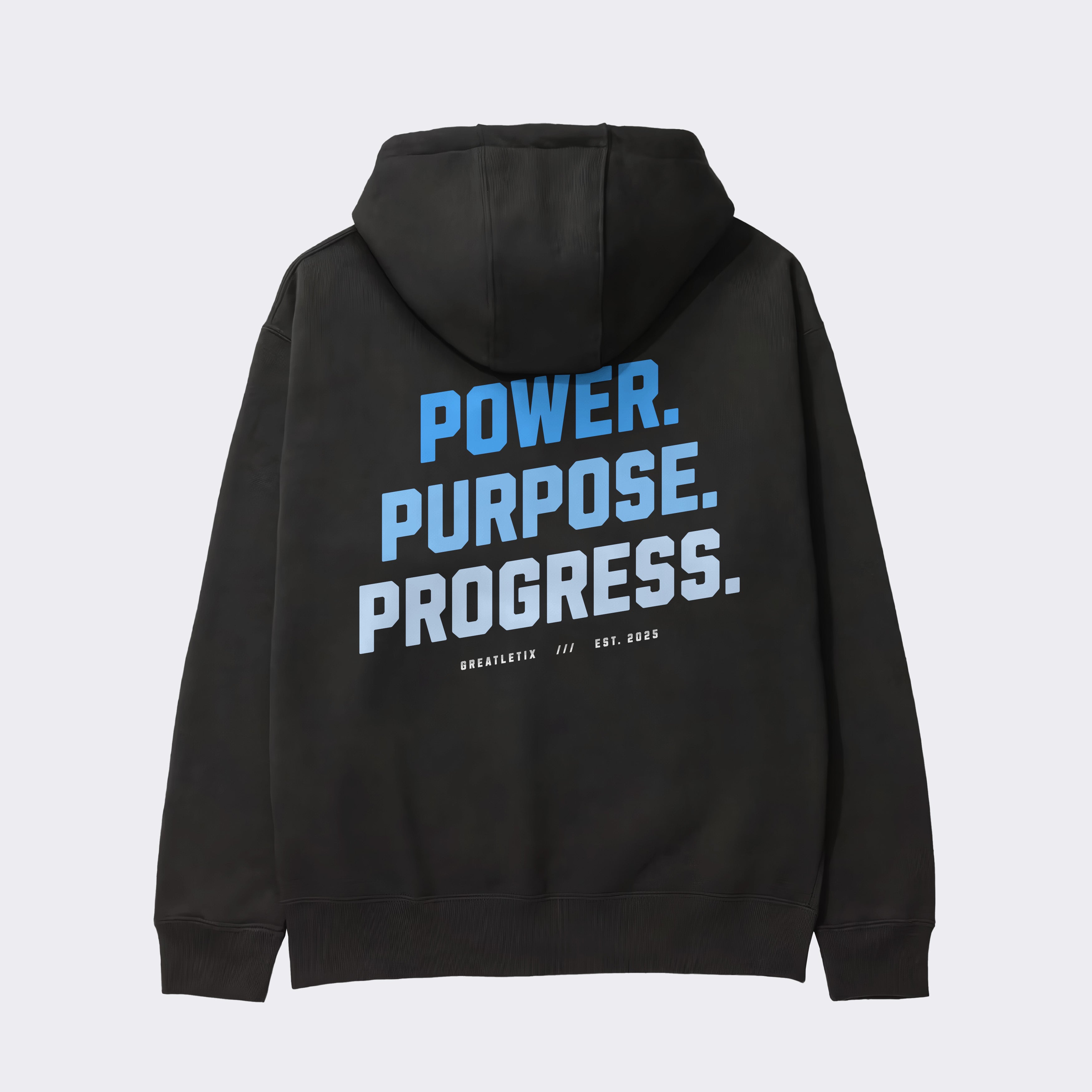"POWER PURPOSE PROGRESS"  Heavy Zip Hoodie